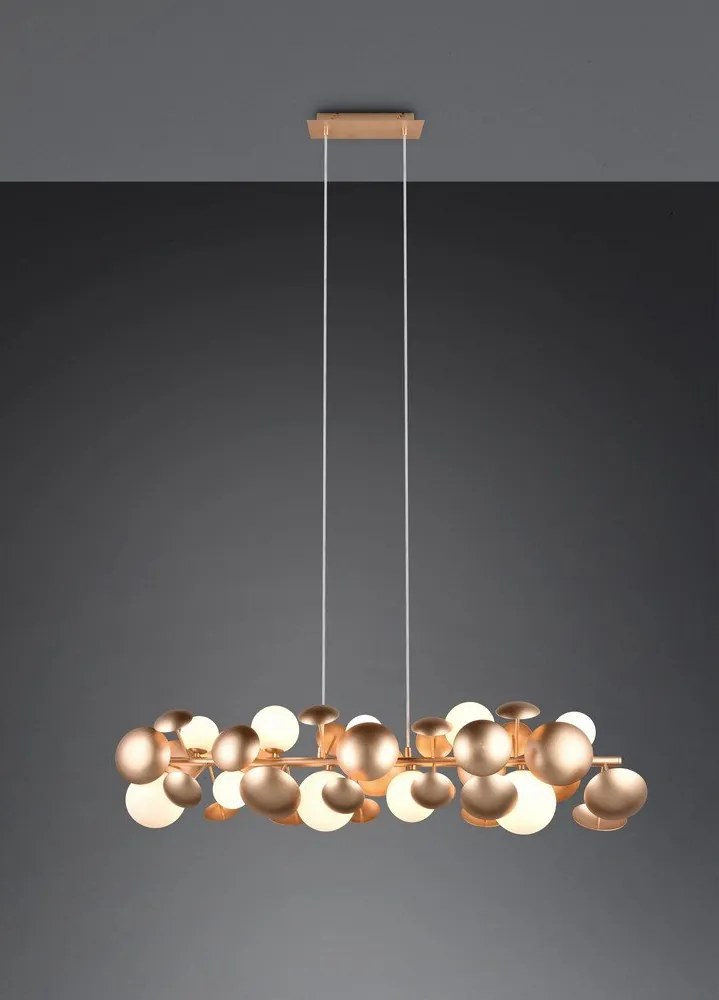 Висяща лампа със стъклен абажур в златисто-бяло Bubble - Trio Select