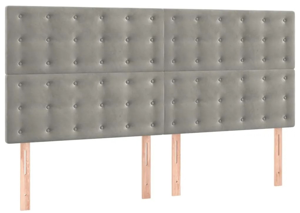 3116832 vidaXL Табла за легло, светло сива, 200x5x118/128 см, кадифе