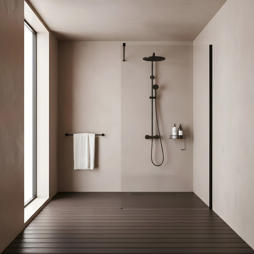 Параван за душ Rea Flexi Transparent / Black 90