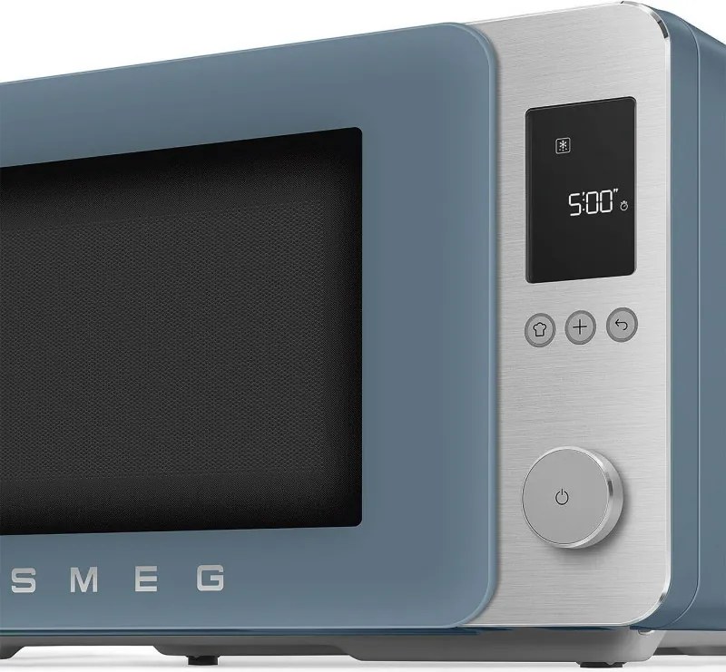 Комбинирана микровълнова фурна с горещ въздух SMEG Collezione MOC02SBMEU, 900W, 27 л, 25 програми, Плавно затваряне, Индивидуални настройки, Син