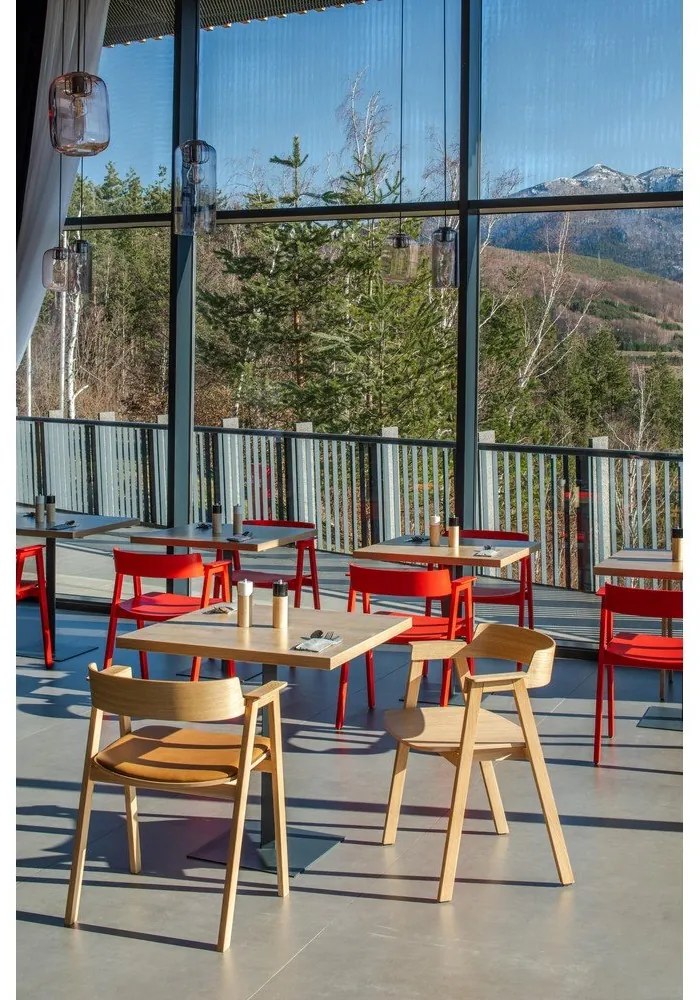 Трапезен стол с подлакътници от масивен дъб в естествен цвят Flip – Gazzda