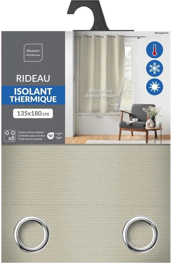 Бежово термо/dimout перде от микрофибър 135x180 cm Micropolar – douceur d'intérieur