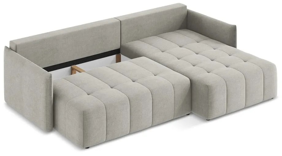 Светлосив разтегателен ъглов диван с място за съхранение (десен ъгъл) Moku – Makamii