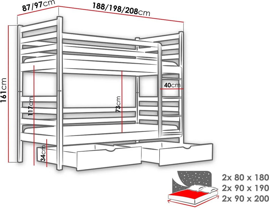 Двуетажно легло Nemo-Бор-90 x 190