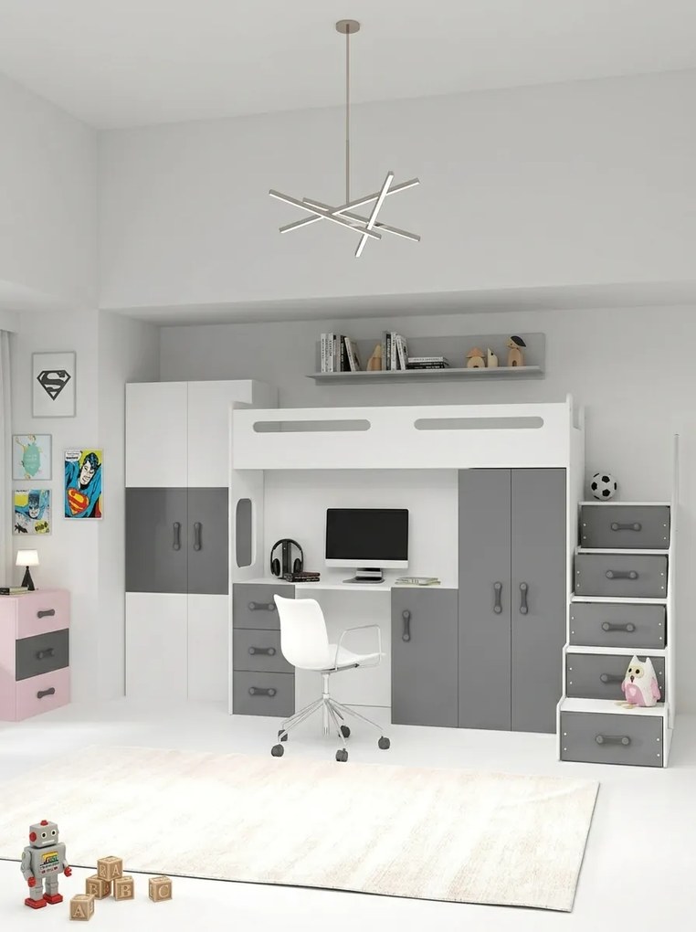 Двуетажно легло Steps плюс-White - графити
