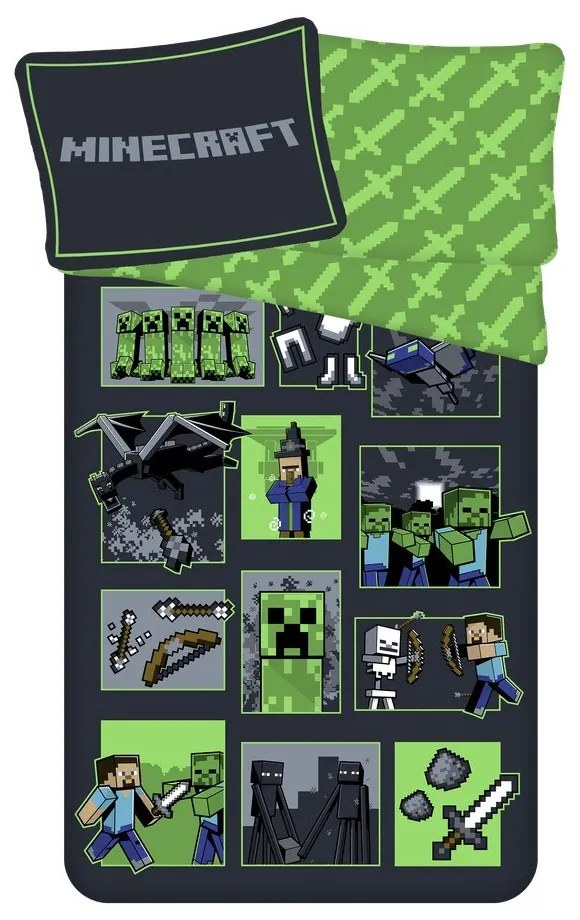 Памучно детско спално бельо за единично легло 140x200 cm Minecraft Survival Mode - Jerry Fabrics