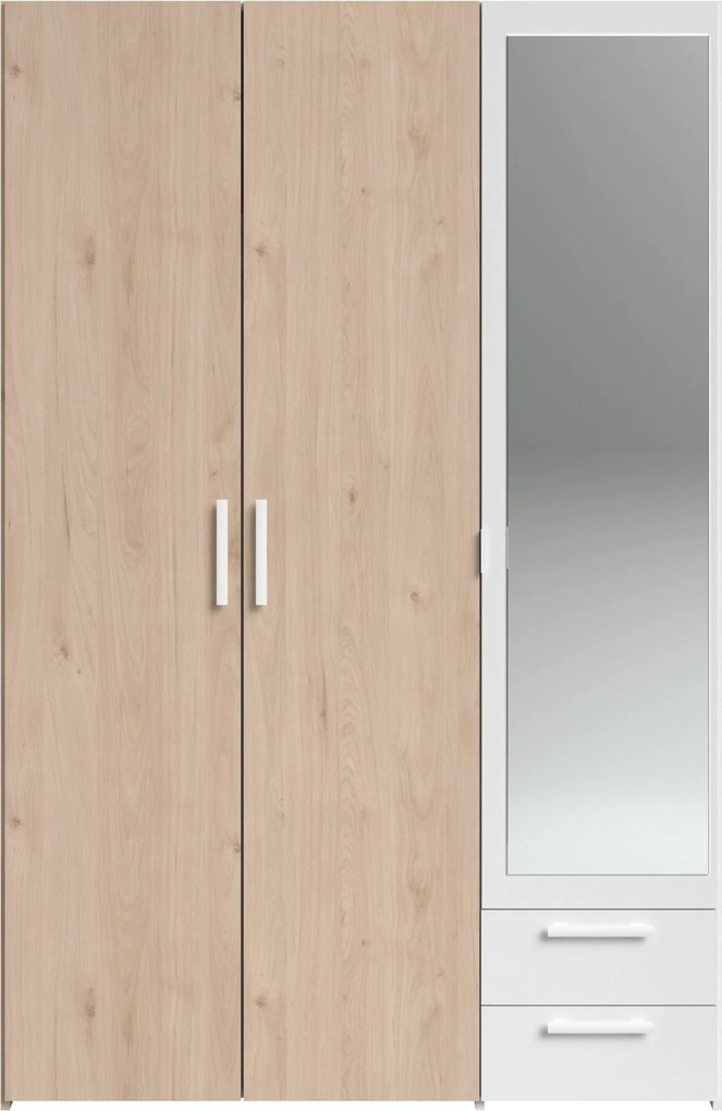 Гардероб Dorm 3-врати с огледало-Сонома - бял