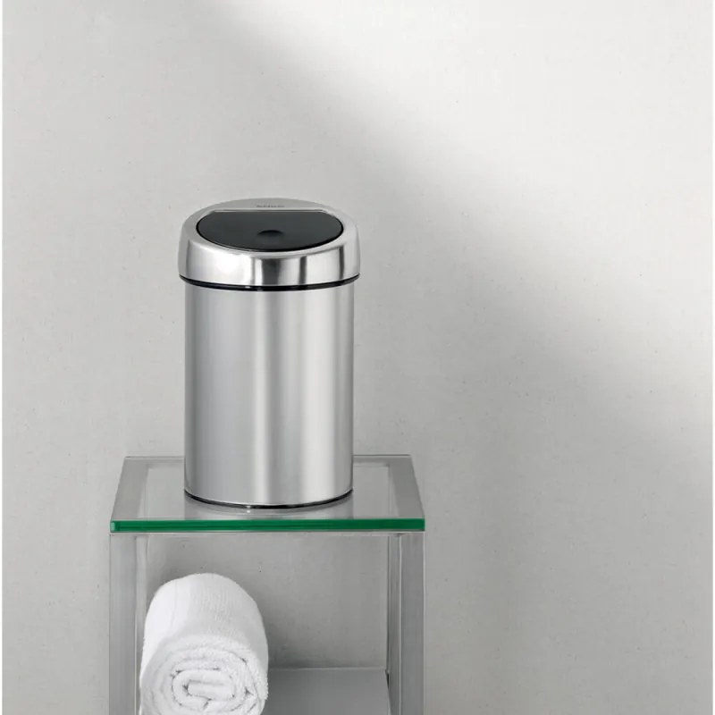 Кош за боклук Brabantia Touch Bin 647211, 3 л, Плавно и безшумно отваряне, Стенен монтаж, Инокс/мат