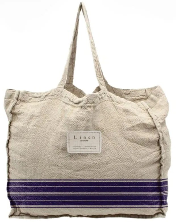 Текстилна чанта Сини ивици, ширина 42 cm - Really Nice Things