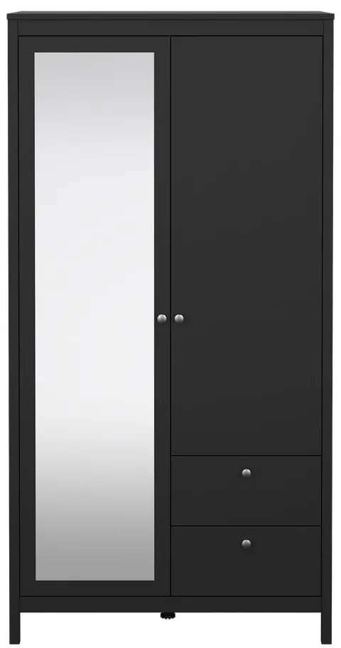 Черен гардероб с огледало 102x199x58 cm Madrid – Tvilum