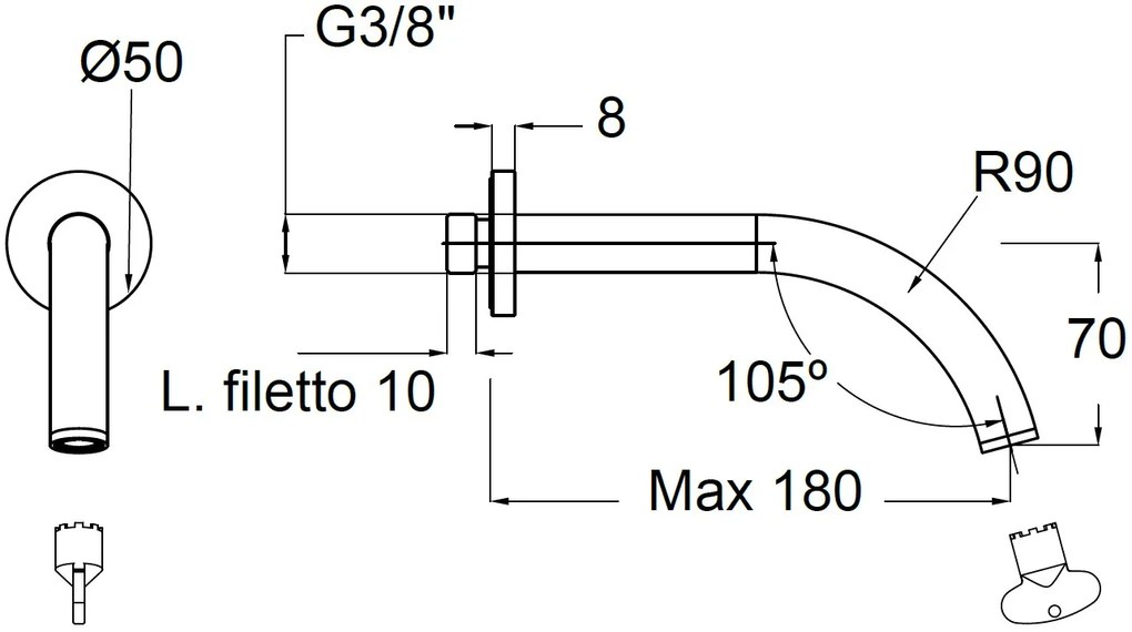 Чучур за вана AISI316 Latorre-Inox