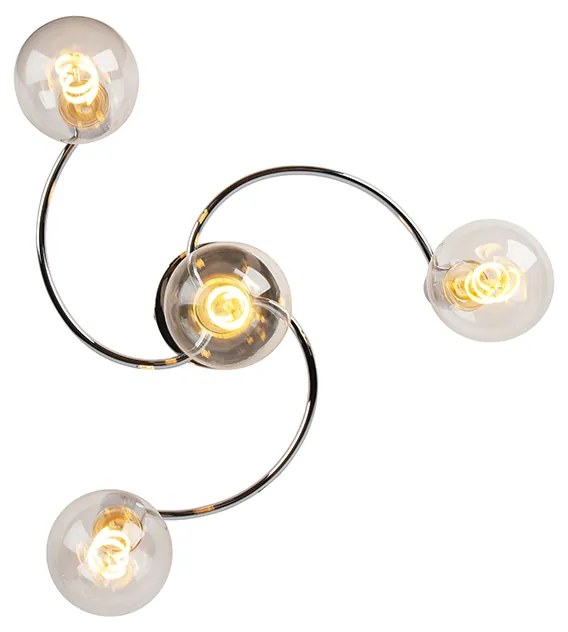 Таванна лампа арт деко хром 4-светлина - Facil