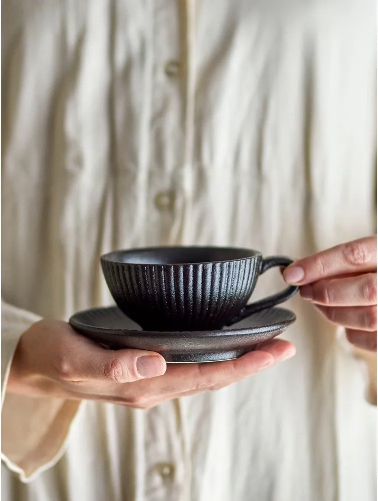 Черна керамична чаша за капучино 200 ml Neri – Bloomingville