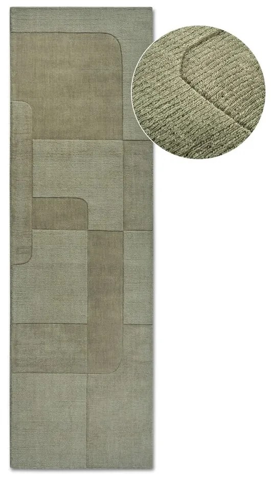 Зелена ръчно изработена вълнена пътека 80x250 cm Charlotte – Villeroy&amp;Boch