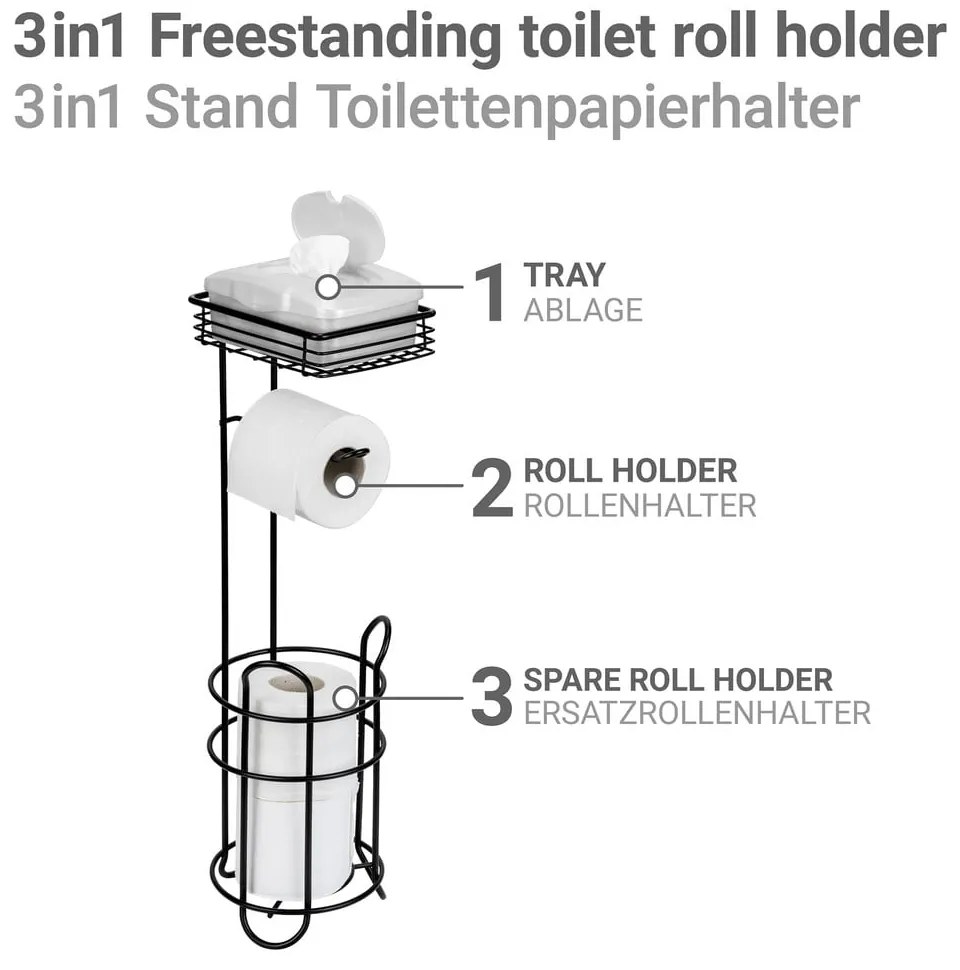 Черна стоманена поставка за тоалетна хартия – Wenko