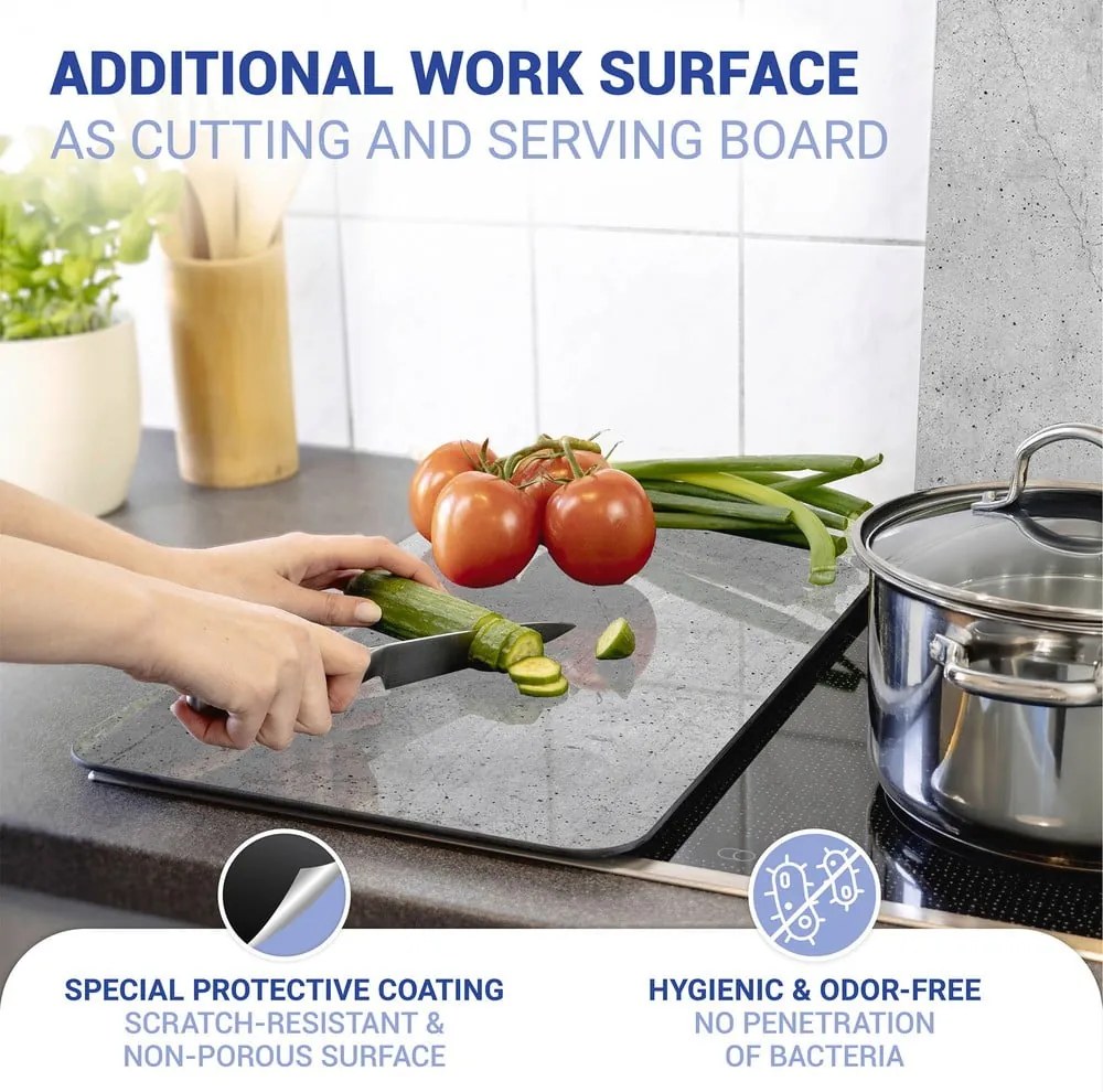 Комплект от 2 сиви стъклени капака за печка Universal - Wenko