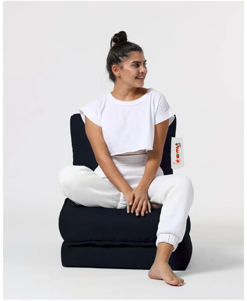 Черен градински пуф за сядане Siesta – Floriane Garden