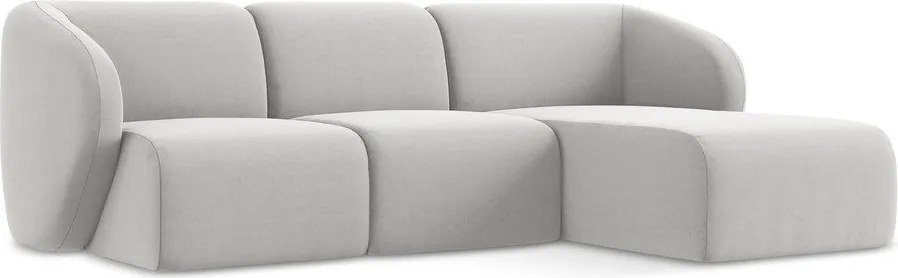 Светлосив кадифен ъглов диван (десен ъгъл) Lani – Makamii
