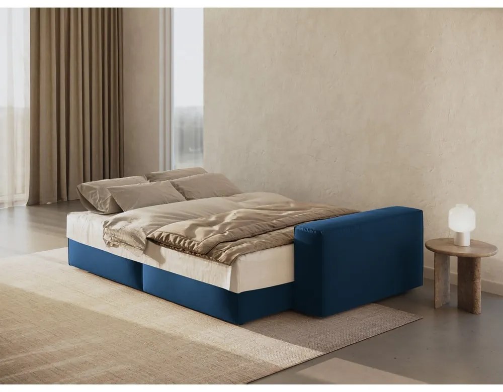 Тъмносин кадифен разтегателен диван с място за съхранение 247 cm Jodie – Micadoni