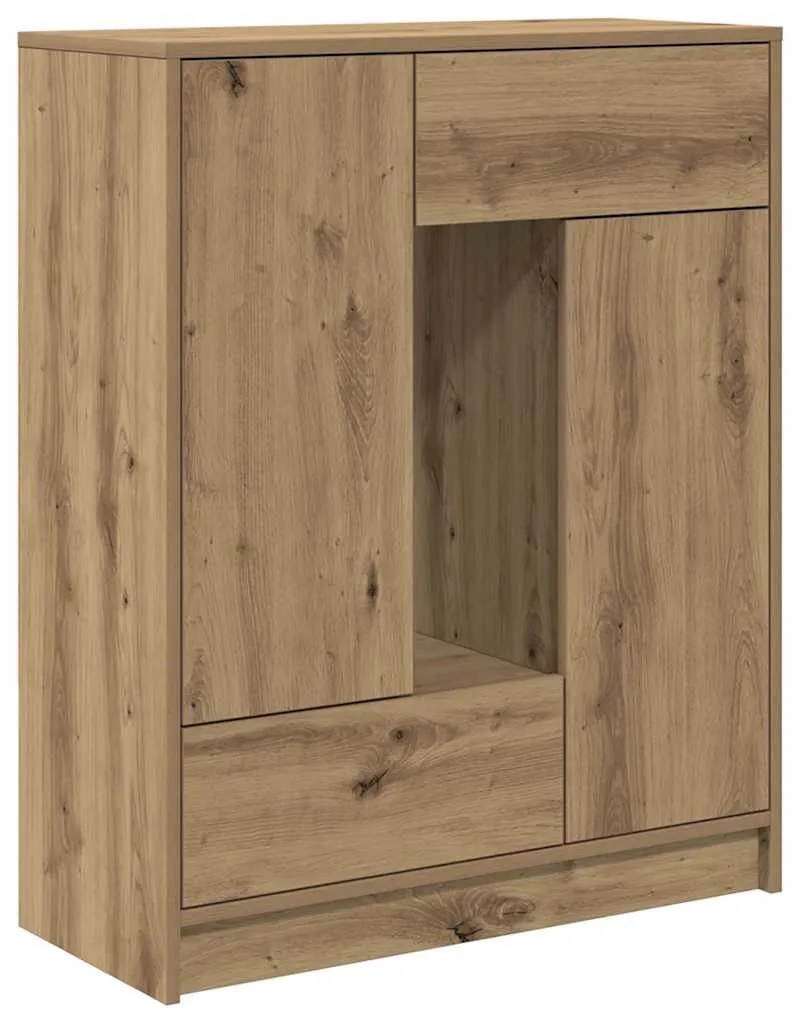861858 vidaXL Бюфет с чекмеджета и вратички, дъб артизан, 73x31x90 см