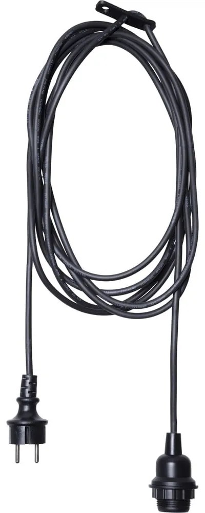 Черен кабел с конектор за крушка, дължина 5 m Ute - Star Trading