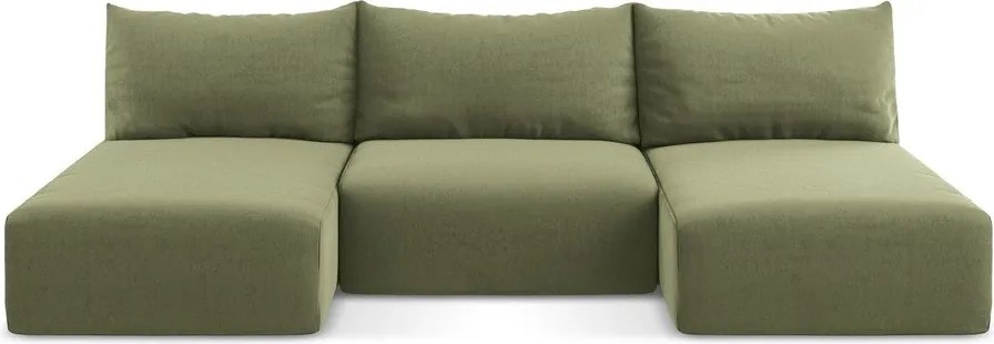 Зелен кадифен сгъваем/с място за съхранение ъглов диван (U форма) Kalena – Makamii