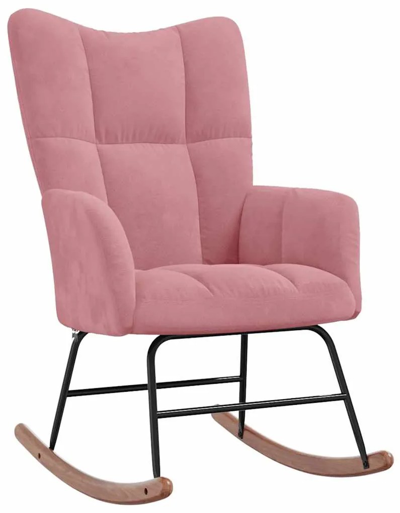 328143 vidaXL Люлеещ стол, розов, кадифе