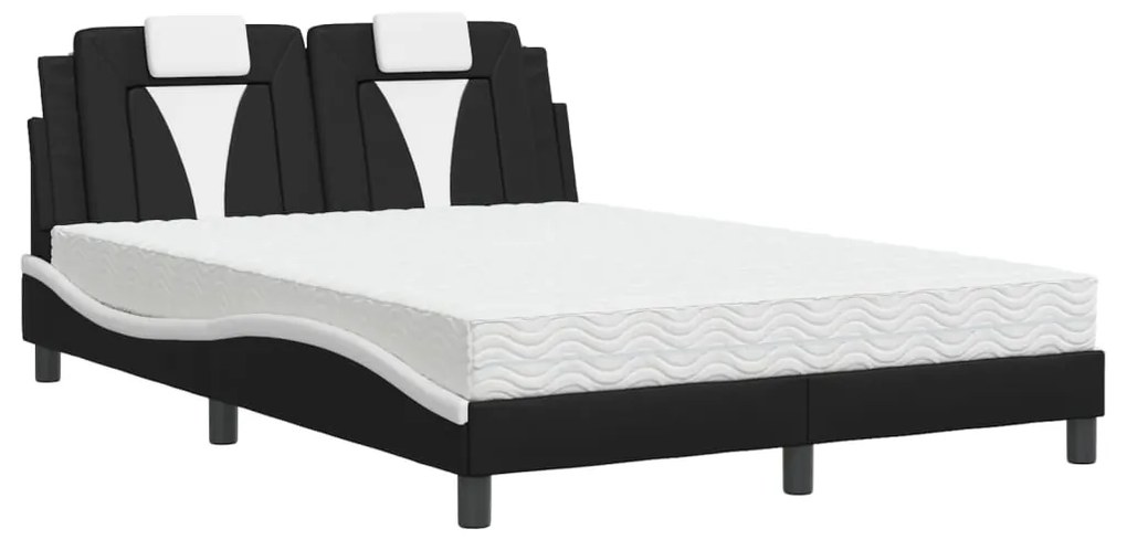 3208787 vidaXL Легло с матрак, черно и бяло, 120x200 см, изкуствена кожа