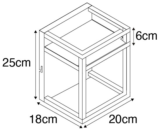 Индустриален стенен аплик черен с рафт - Cage Rack