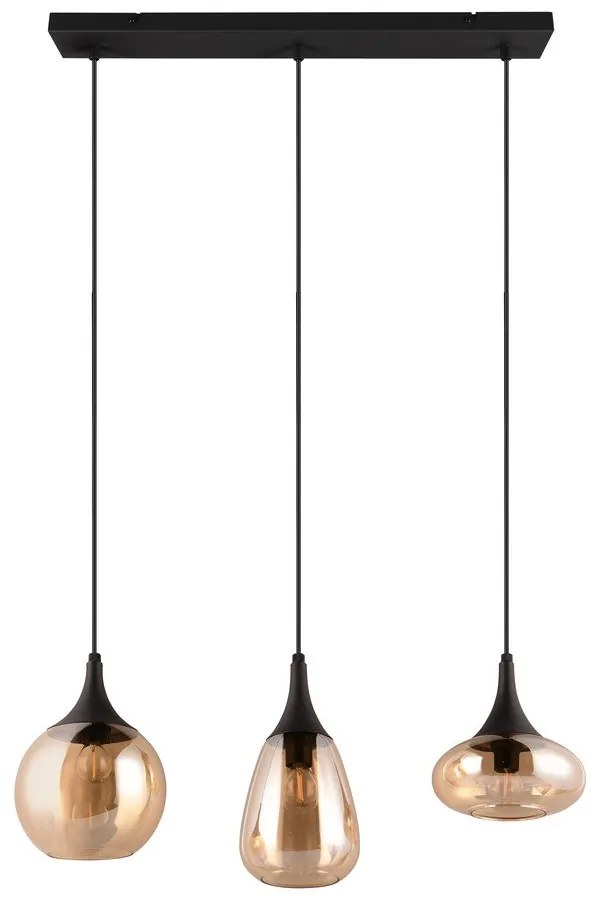Черно-оранжева висяща лампа със стъклен абажур Lumina - Trio