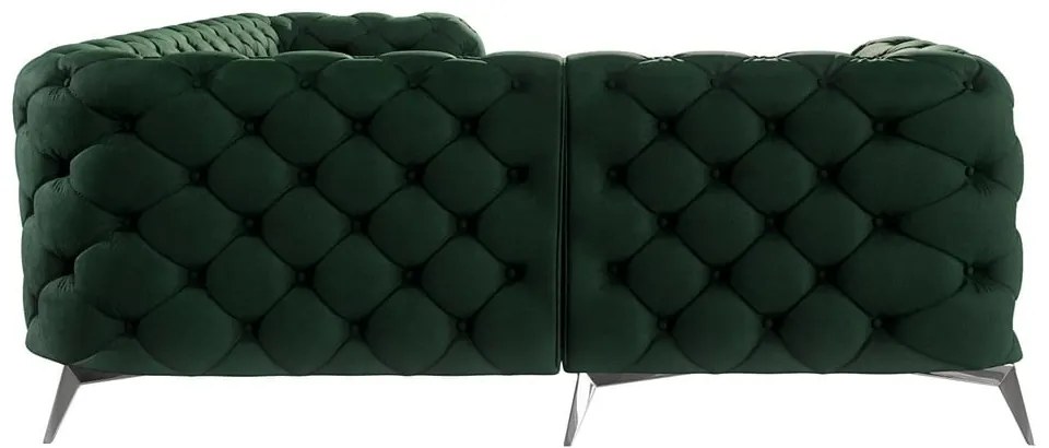 Тъмнозелен кадифен ъглов диван (ляв ъгъл/L форма) Chelsea – Ropez