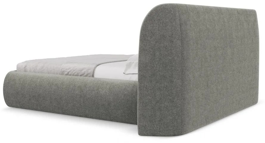 Сиво двойно тапицирано легло с място за съхранение и включена подматрачна рамка 160x200 cm Hauke – Makamii