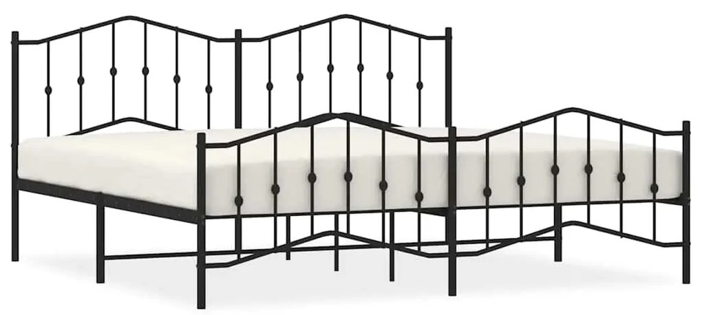 373813 vidaXL Метална рамка за легло с горна и долна табла, черна, 193x203 см