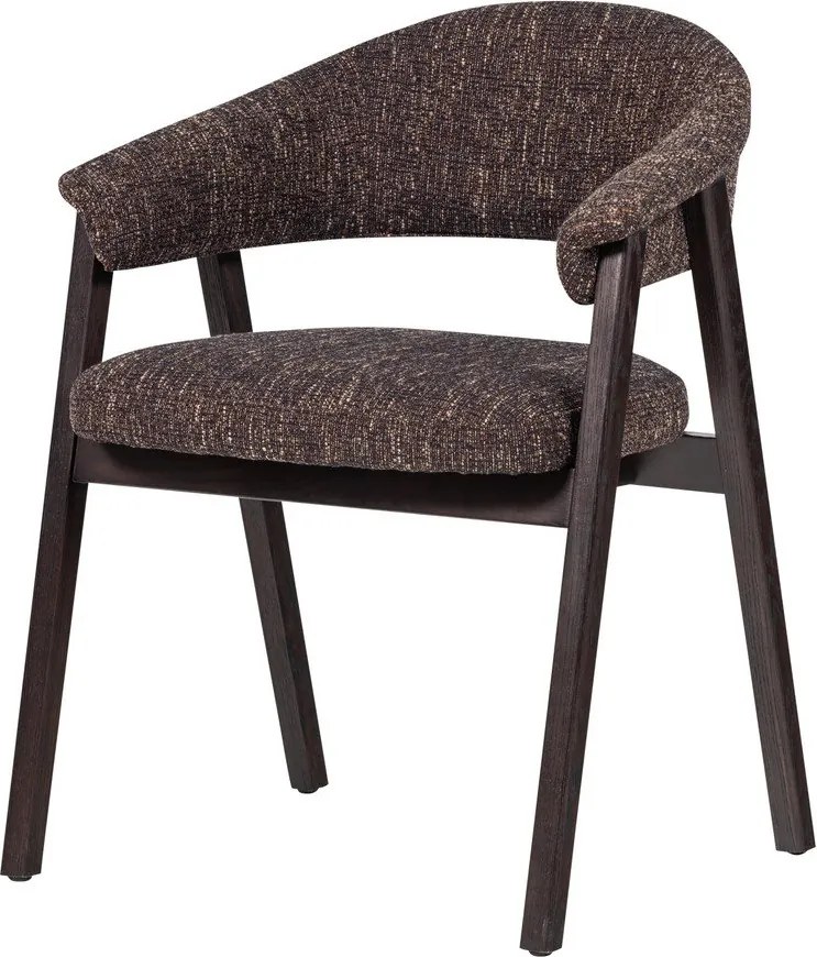 Тъмнокафяв тапициран трапезен стол с подлакътници Tunar – WOOOD