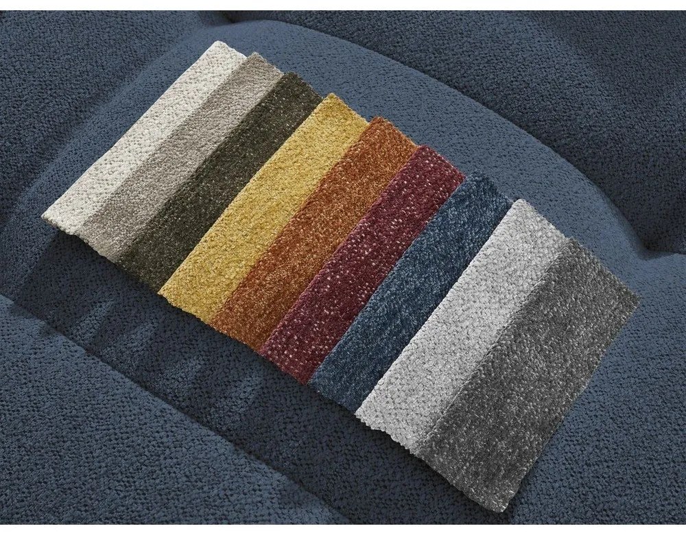 Син шенилов сгъваем/с място за съхранение ъглов диван (десен ъгъл) Roxelane – Bobochic Paris