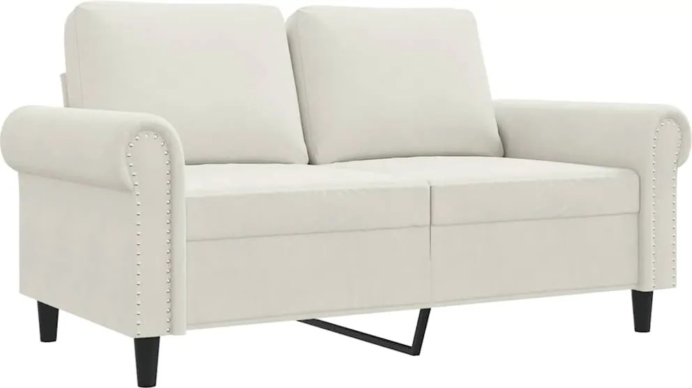 359527 vidaXL 2-местен диван, кремав, 120 см, кадифе