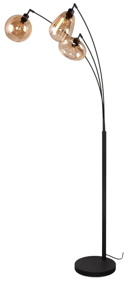 Черно-оранжева подова лампа със стъклен абажур (височина 200 cm) Lumina - Trio