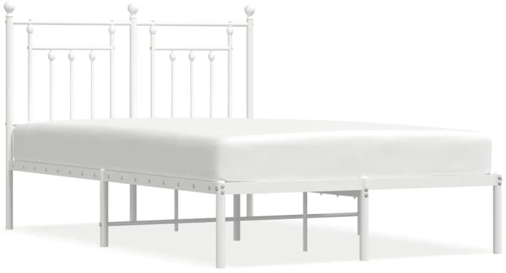 353583 vidaXL Метална рамка за легло с горна табла, бяла, 120x190 см