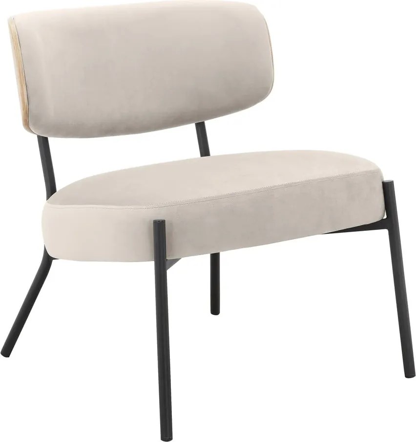 Кремав кадифен фотьойл с табуретка Jerry – Støraa