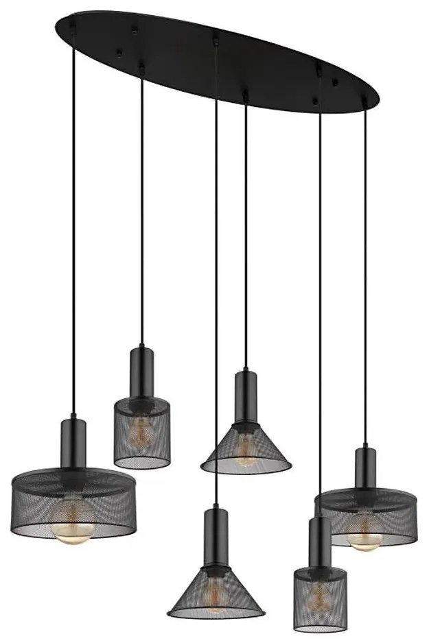 Globo 15648-6H - Висящ полилей JEDD на кабел, 6xE27/60W/230V, черен
