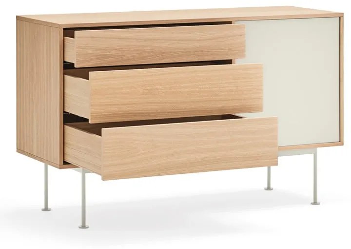 Кремавобял скрин с дъбов фурнир , ширина 128 см Yoko - Teulat