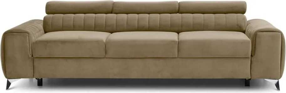 Светлокафяв кадифен разтегателен диван 261 cm Laurence – ELTAP