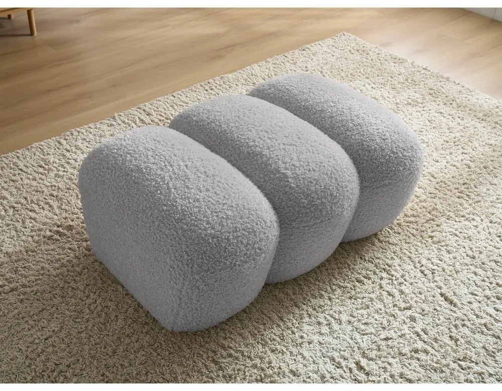 Светлосива табуретка от прежда с примки от букле Hippolyte – Bobochic Paris