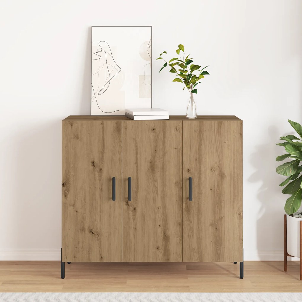 Страничен шкаф Sonata H от дъб, 90x34x80 см, от инженерна дървесина