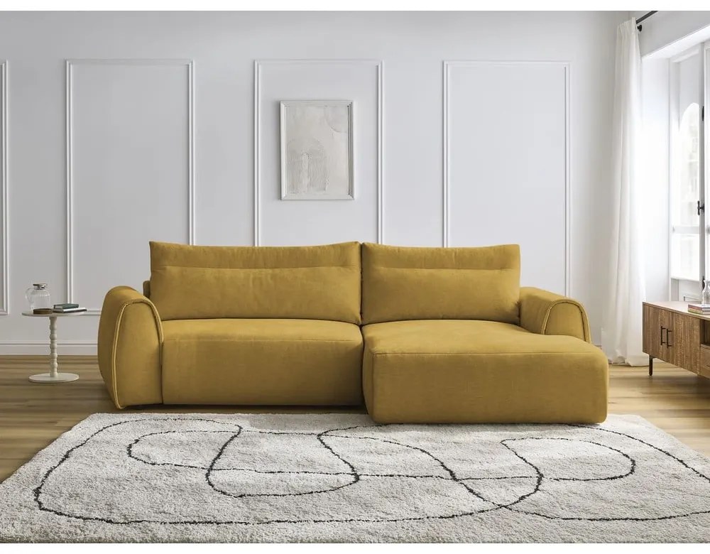 Ъглов диван в цвят жълта охра Aden – Bobochic Paris