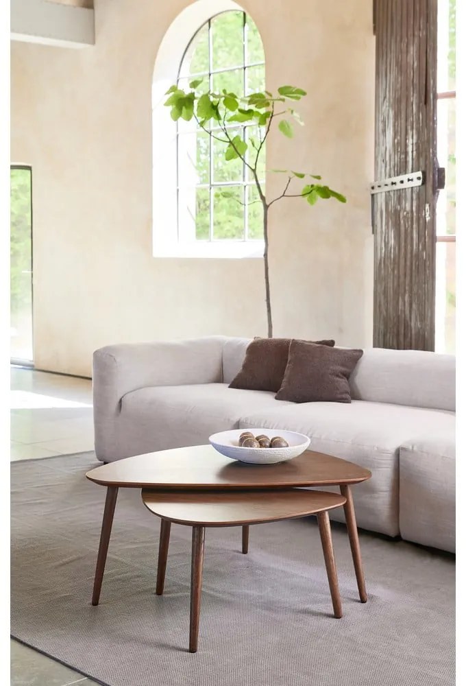 Кафяви масички за кафе в комплект от 2 бр. от декор от дъб 70x100 cm Adda – Unique Furniture