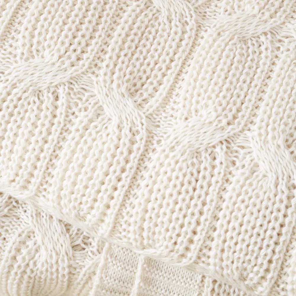 Бяло-бежово плетено одеяло 130x170 cm Chunky Marl Knit – Catherine Lansfield