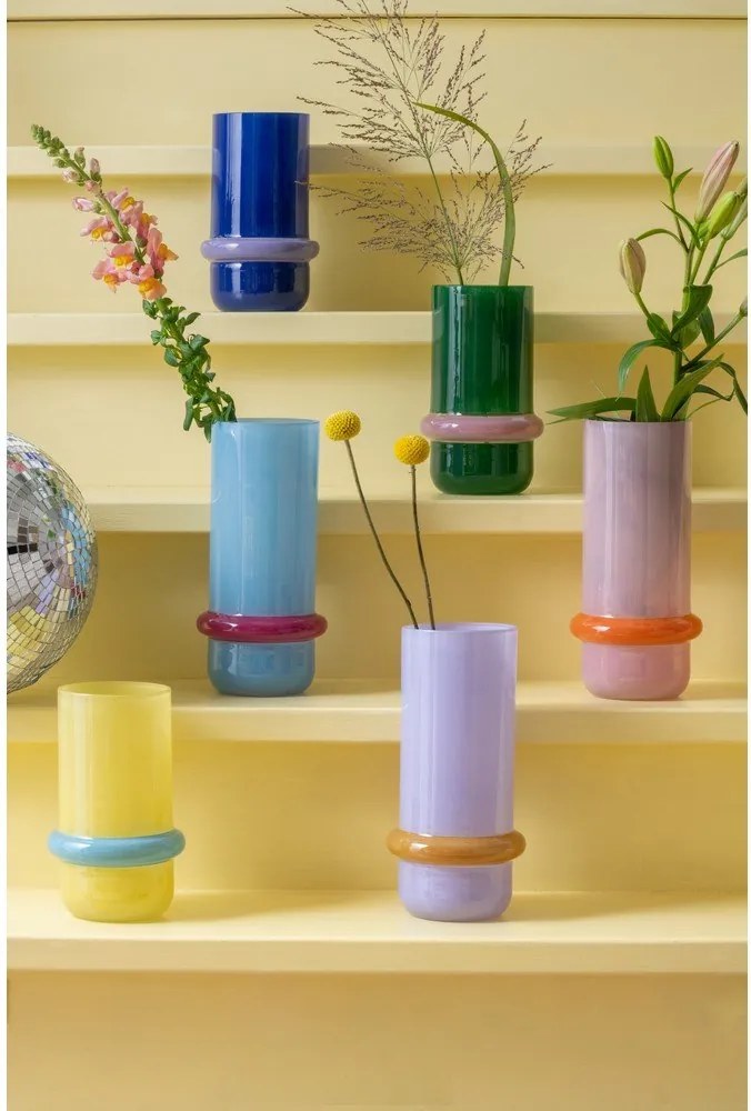 Тъмносиня стъклена ваза (височина 22 cm) Animado Anillo – PT LIVING