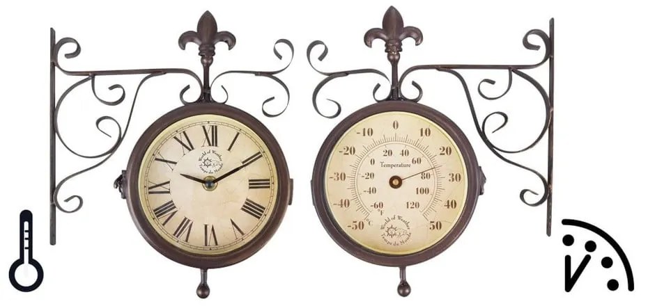 Стенен часовник с термометър Ego Dekor Rustic - Esschert Design