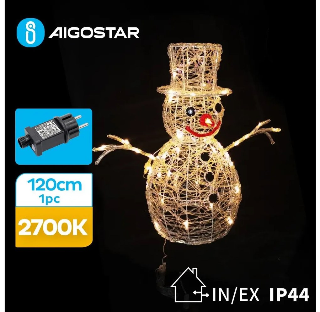 Aigostar - LED Екстериорна коледна декорация 3,6W/31/230V 2700K 120 см IP44 снежен човек